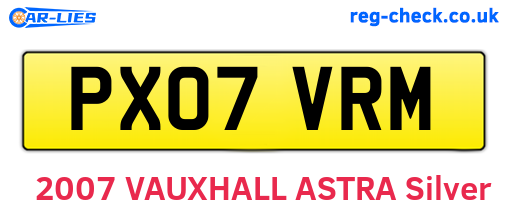 PX07VRM are the vehicle registration plates.
