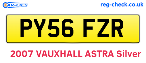 PY56FZR are the vehicle registration plates.