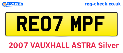 RE07MPF are the vehicle registration plates.
