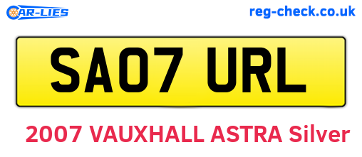 SA07URL are the vehicle registration plates.