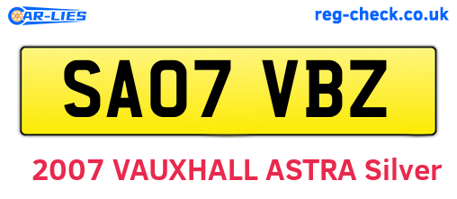SA07VBZ are the vehicle registration plates.