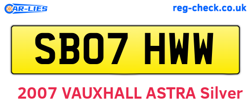 SB07HWW are the vehicle registration plates.