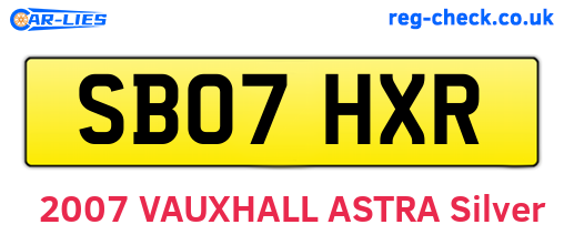 SB07HXR are the vehicle registration plates.