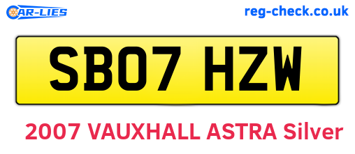 SB07HZW are the vehicle registration plates.