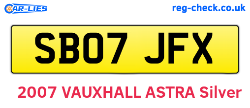 SB07JFX are the vehicle registration plates.