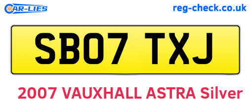 SB07TXJ are the vehicle registration plates.