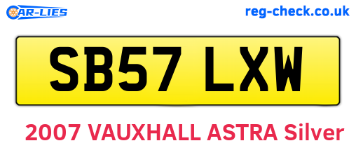 SB57LXW are the vehicle registration plates.