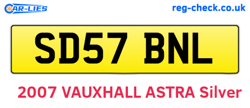 SD57BNL are the vehicle registration plates.