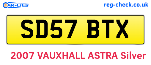 SD57BTX are the vehicle registration plates.
