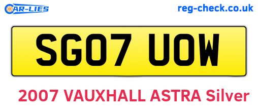 SG07UOW are the vehicle registration plates.