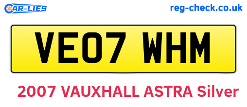 VE07WHM are the vehicle registration plates.