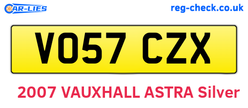 VO57CZX are the vehicle registration plates.