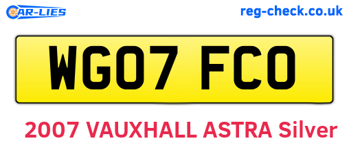 WG07FCO are the vehicle registration plates.