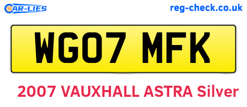 WG07MFK are the vehicle registration plates.