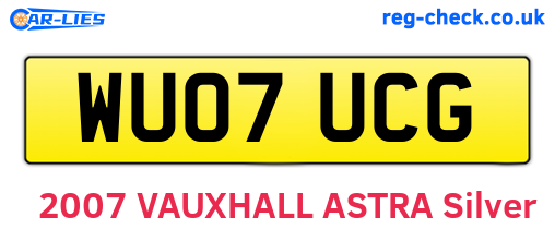 WU07UCG are the vehicle registration plates.