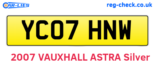 YC07HNW are the vehicle registration plates.