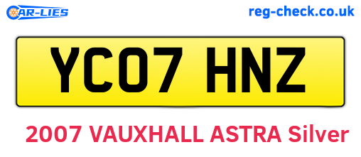 YC07HNZ are the vehicle registration plates.