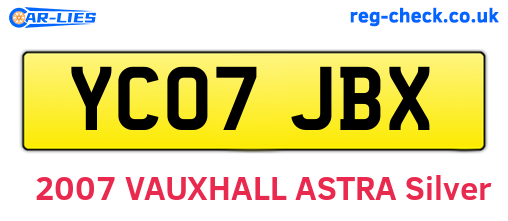 YC07JBX are the vehicle registration plates.