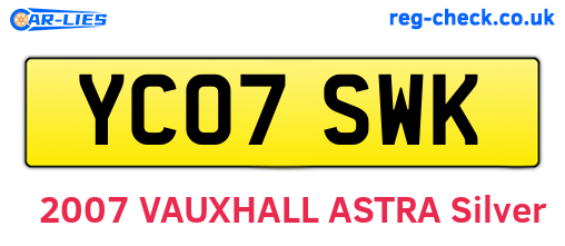 YC07SWK are the vehicle registration plates.