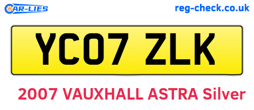 YC07ZLK are the vehicle registration plates.