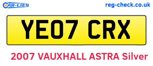 YE07CRX are the vehicle registration plates.