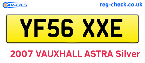 YF56XXE are the vehicle registration plates.