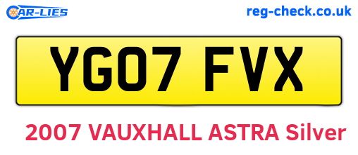 YG07FVX are the vehicle registration plates.