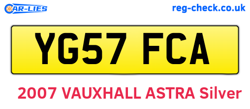 YG57FCA are the vehicle registration plates.