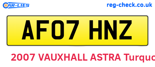 AF07HNZ are the vehicle registration plates.