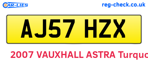 AJ57HZX are the vehicle registration plates.