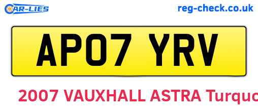 AP07YRV are the vehicle registration plates.
