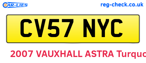 CV57NYC are the vehicle registration plates.