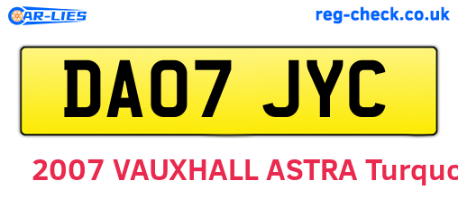 DA07JYC are the vehicle registration plates.