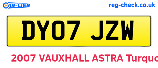 DY07JZW are the vehicle registration plates.