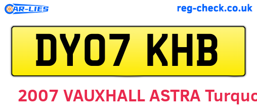 DY07KHB are the vehicle registration plates.