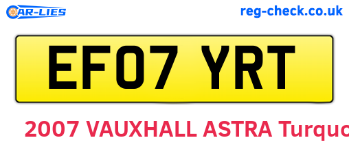 EF07YRT are the vehicle registration plates.