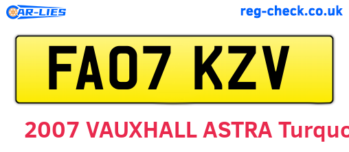 FA07KZV are the vehicle registration plates.