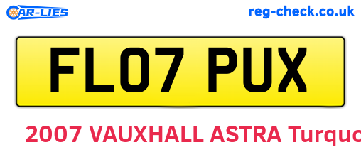 FL07PUX are the vehicle registration plates.