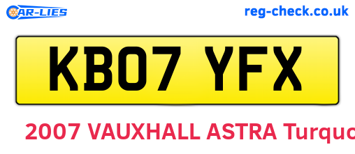 KB07YFX are the vehicle registration plates.