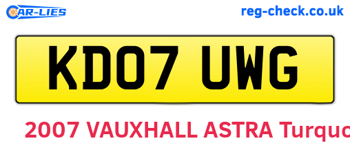 KD07UWG are the vehicle registration plates.
