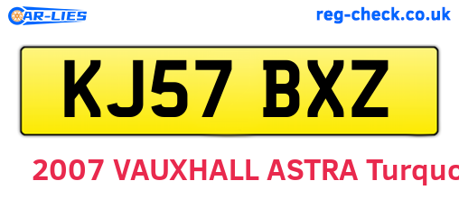 KJ57BXZ are the vehicle registration plates.
