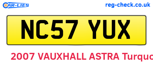 NC57YUX are the vehicle registration plates.