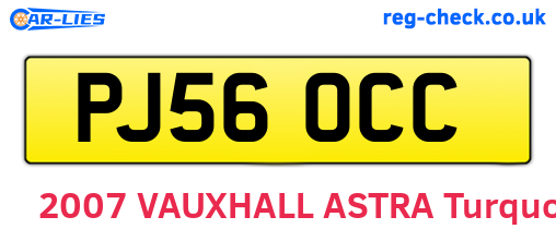 PJ56OCC are the vehicle registration plates.