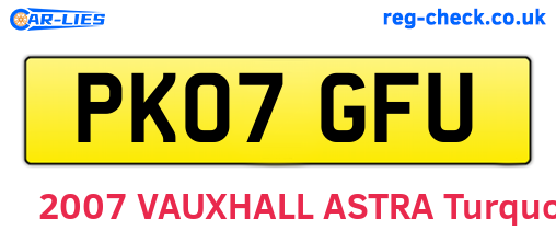 PK07GFU are the vehicle registration plates.