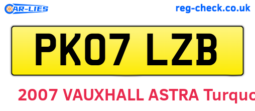 PK07LZB are the vehicle registration plates.