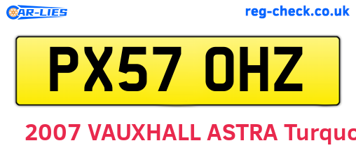 PX57OHZ are the vehicle registration plates.