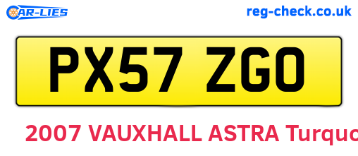 PX57ZGO are the vehicle registration plates.