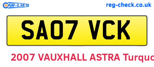SA07VCK are the vehicle registration plates.
