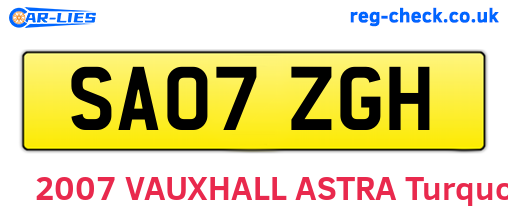 SA07ZGH are the vehicle registration plates.