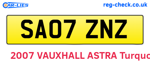 SA07ZNZ are the vehicle registration plates.